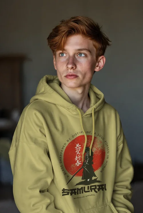 Soft Cream Hoodie Mockup with Warm Blurred Background