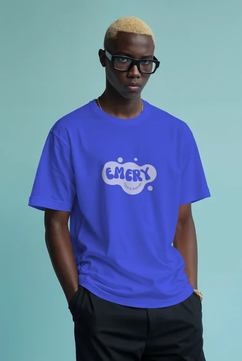 Stunning T-Shirt Mockup Featuring Bold Male Supermodel