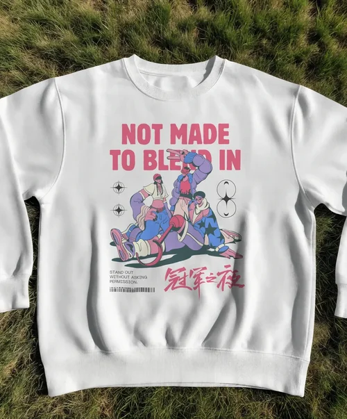 Mockup of Casual White Sweatshirt on Grass Background