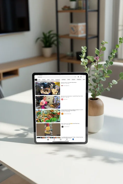 Modern iPad Mockup in Minimalist Interior Setting