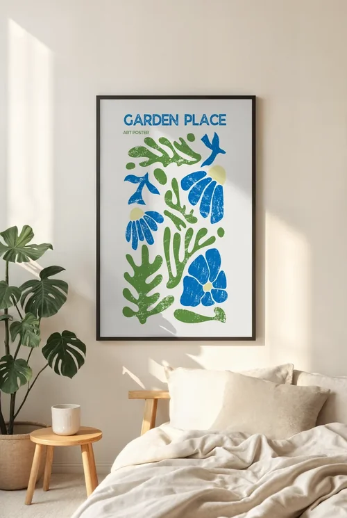 Serene Bedroom Mockup with Soft Colors and Cozy Background