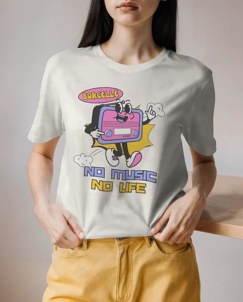 Stylish T-Shirt Mockup of Young Woman in Minimalist Setting