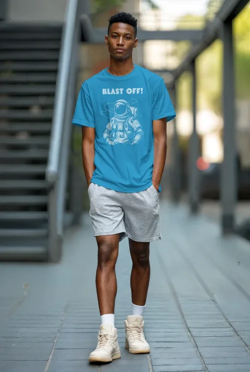 Urban T-Shirt Mockup with Bright Colors and Modern Background