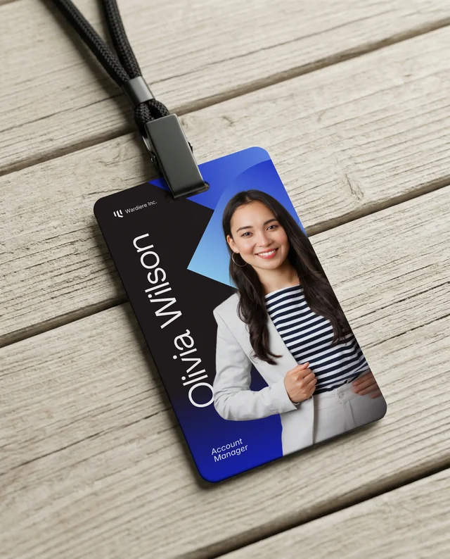 Elegant Mockup of Blank ID Card with Black Lanyard