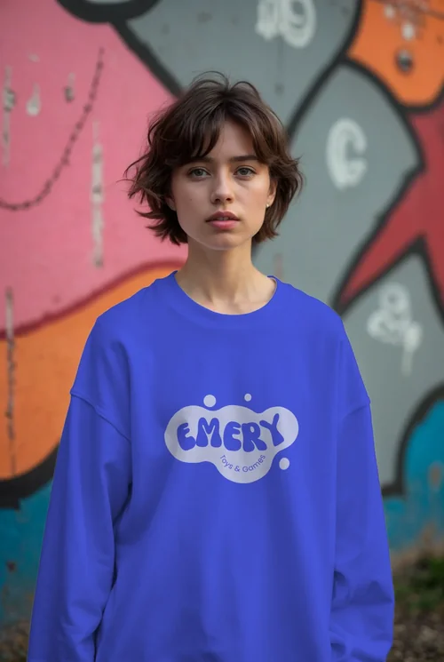Urban Sweatshirt Mockup: Stylish Female in Streetwear