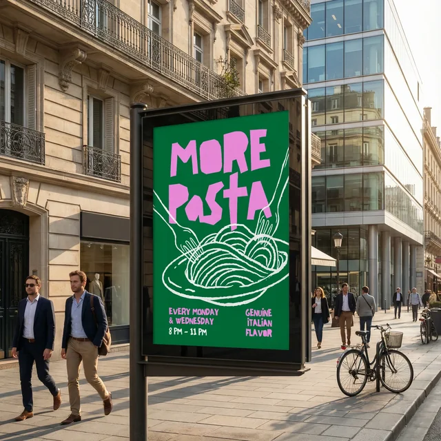 Dynamic Urban Billboard Mockup in Bustling City Scene