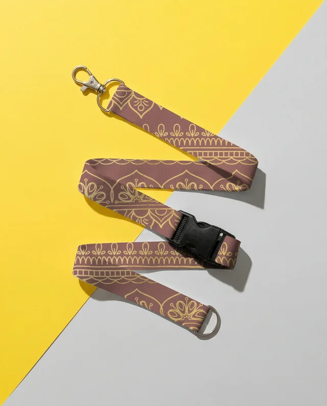 Modern Lanyard Mockup on Yellow and Gray Background