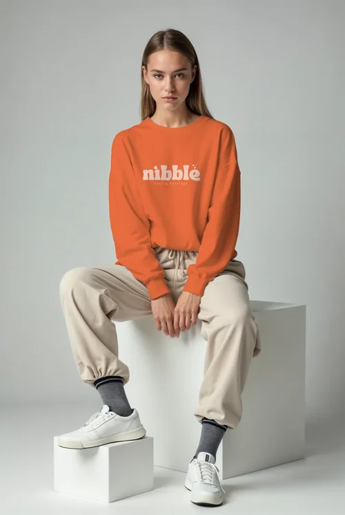 Mockup of a Young Woman in a Casual Sweatshirt