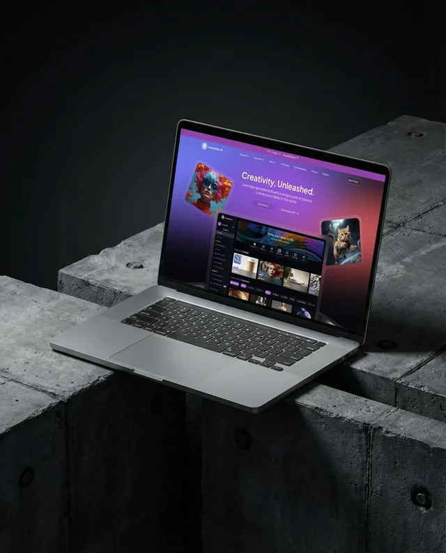 Minimalist MacBook Mockup on Industrial Concrete Surface