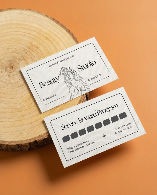 Minimalist Mockup of Business Cards on Wooden Slice