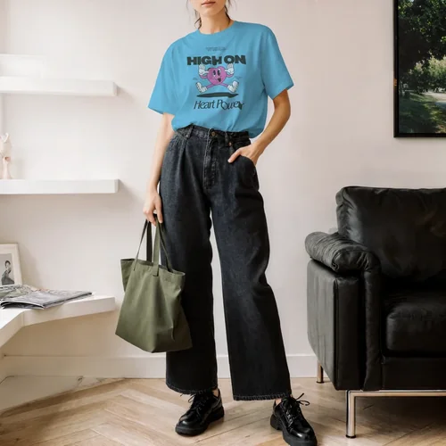 Stylish T-Shirt Mockup in Modern Living Room