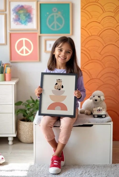 Vibrant Mockup Poster with Colorful Background and Art