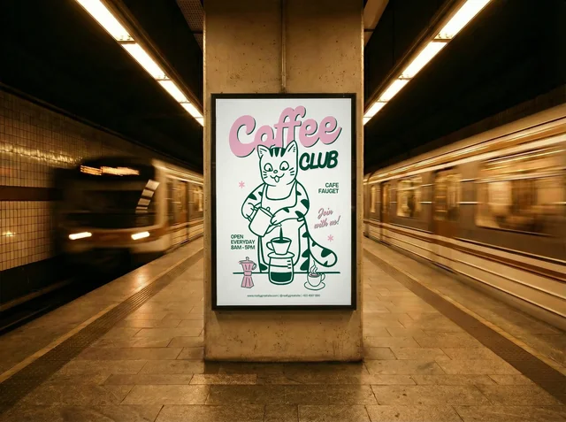 Modern Subway Station Billboard Mockup Design