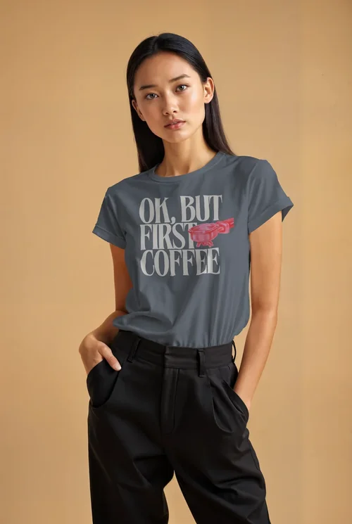 Stylish Mockup T-Shirt Against Warm Beige Background