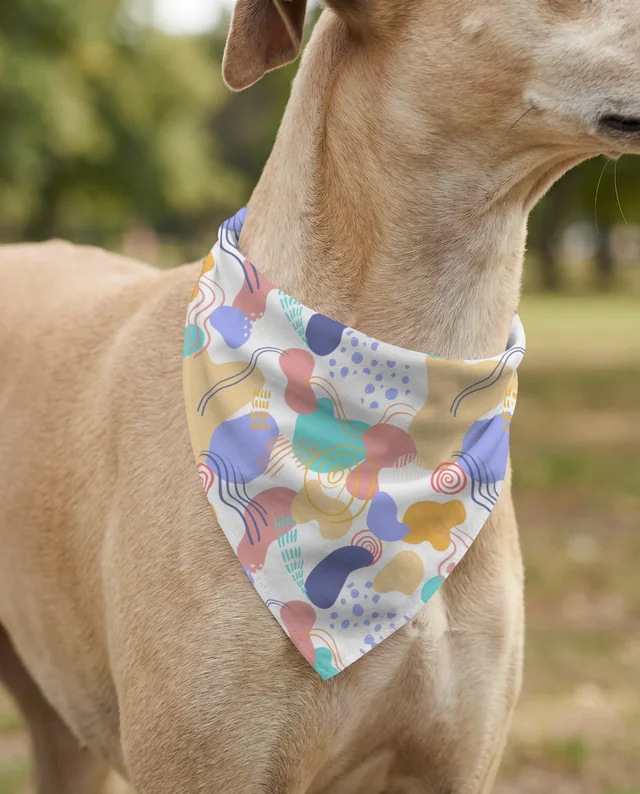Elegant Greyhound Dog Mockup with White Bandana in Park