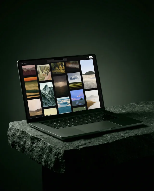 Modern MacBook Mockup on Textured Stone Surface