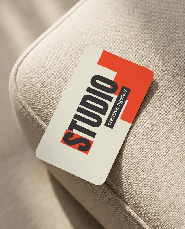 Elegant Business Card Mockup on Soft Beige Fabric