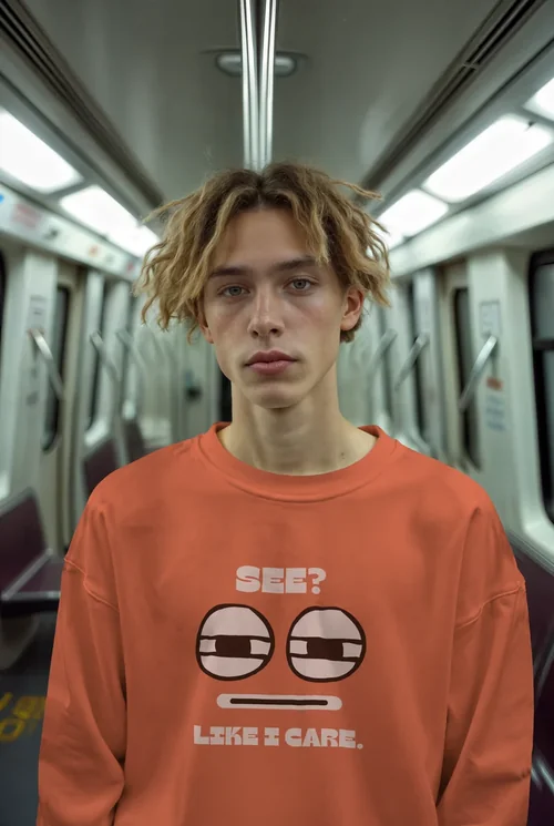 Urban Sweatshirt Mockup of a Young Man in Subway