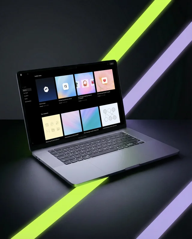 Sleek MacBook Mockup with Dynamic Neon Lighting