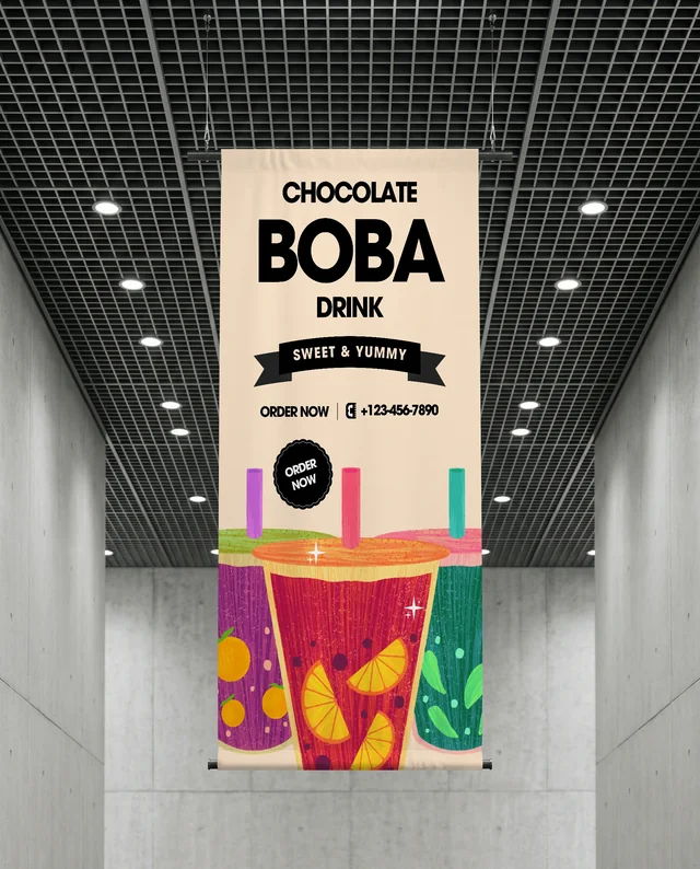 Modern Minimalist Interior with Blank Banner Mockup