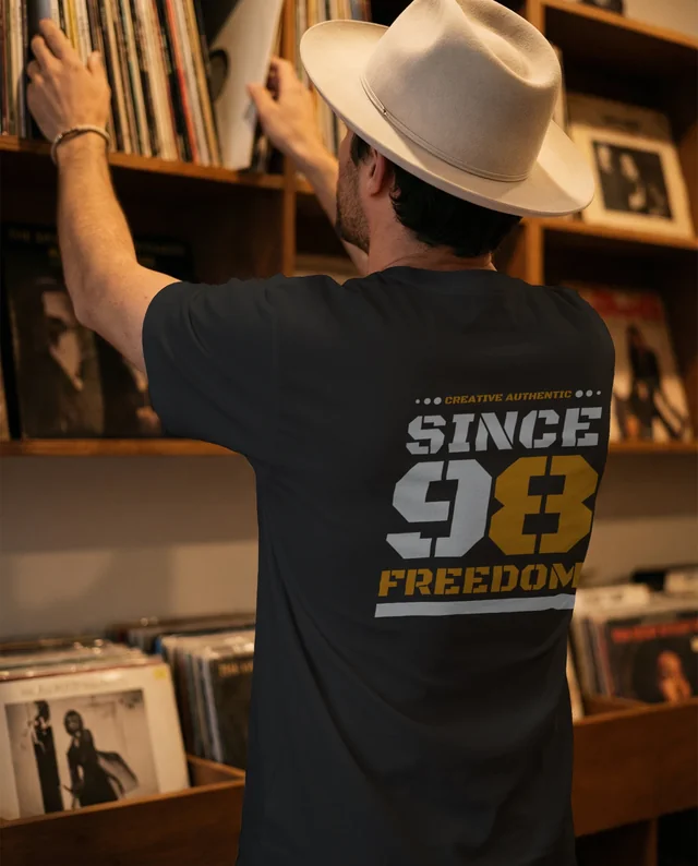 Casual T-Shirt Mockup for Vinyl Record Lovers