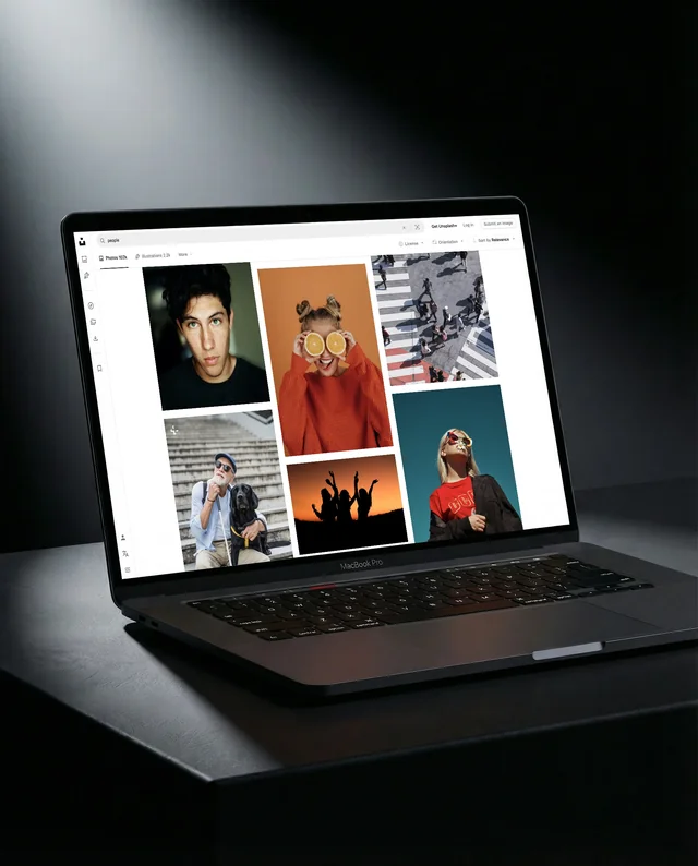 Elegant MacBook Mockup on Minimalist Dark Surface