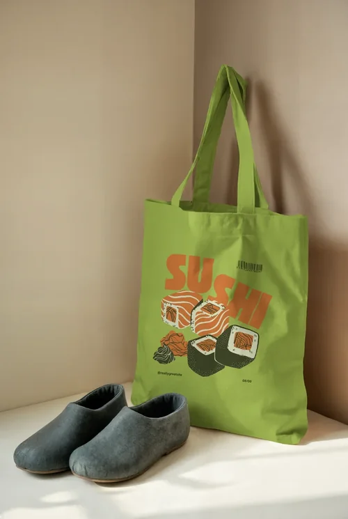 Minimalistic Tote Bag Mockup in Cozy Interior Scene