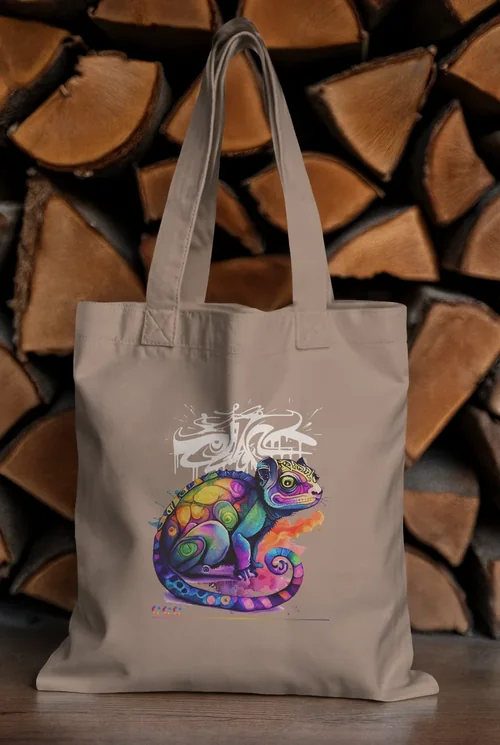 Elegant Mockup of a White Tote Bag Against Rustic Logs