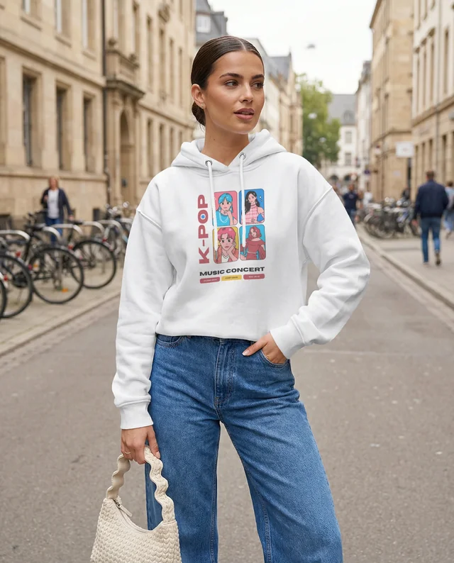 Urban Hoodie Mockup Featuring Confident Young Woman