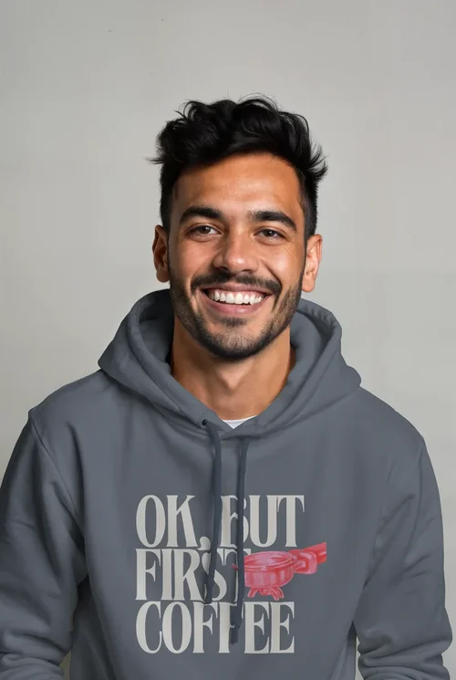 Bright Mockup of a Hoodie Against a Soft Gray Background