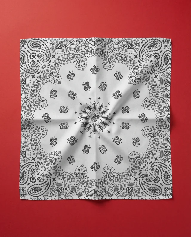 Elegant White Bandana Mockup on Vibrant Red Background