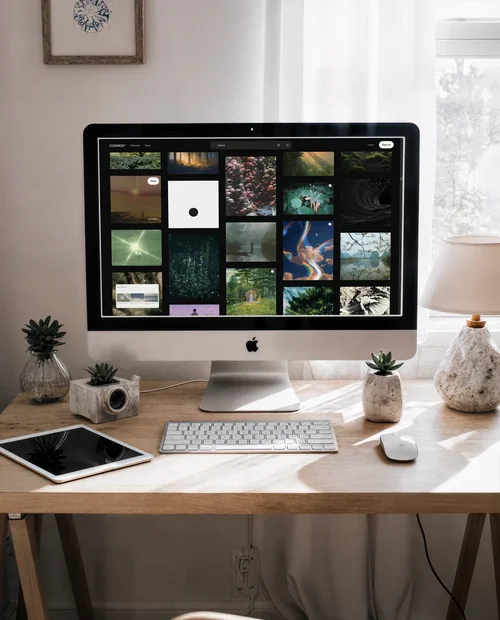 Minimalist iMac Mockup for Home Office Inspiration