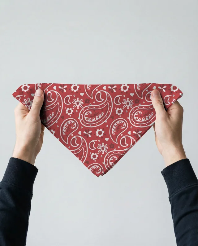 Elegant Bandana Mockup in Hands on Soft Gray Background