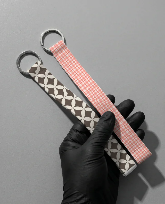 Elegant Mockup of Lanyard Straps Held by Gloved Hand