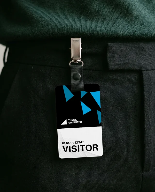 Minimalist Mockup of Plain ID Card on Dark Pants