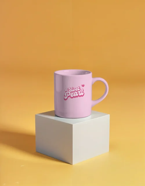 Warm Orange-Yellow Mug Mockup with Clean Lines and Shadows