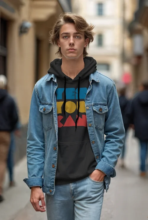 Urban Alley Mockup with Stylish Hoodie and Soft Colors