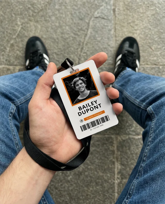 Casual Mockup of a Blank ID Card in Hand