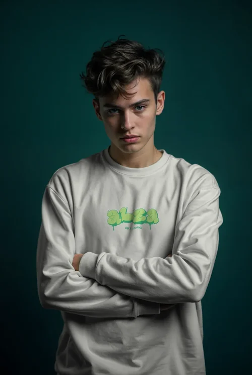 Mockup of a Stylish Sweatshirt in Dramatic Lighting