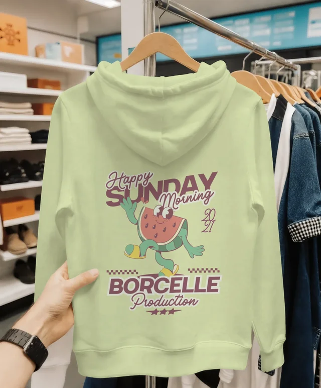 Stylish White Hoodie Mockup in Modern Retail Setting