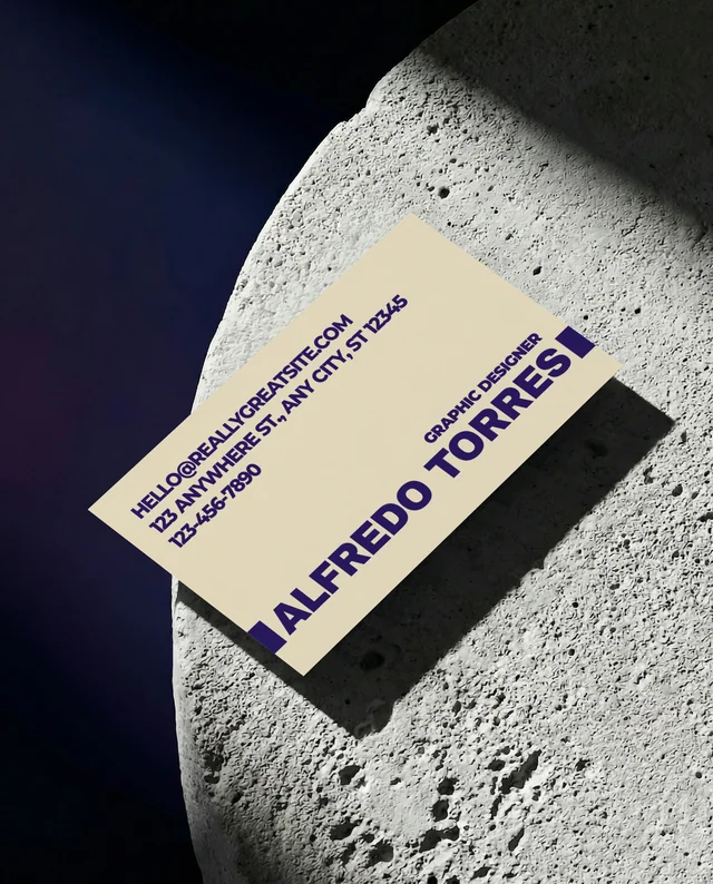 Minimalist Business Card Mockup on Lunar Rock Surface