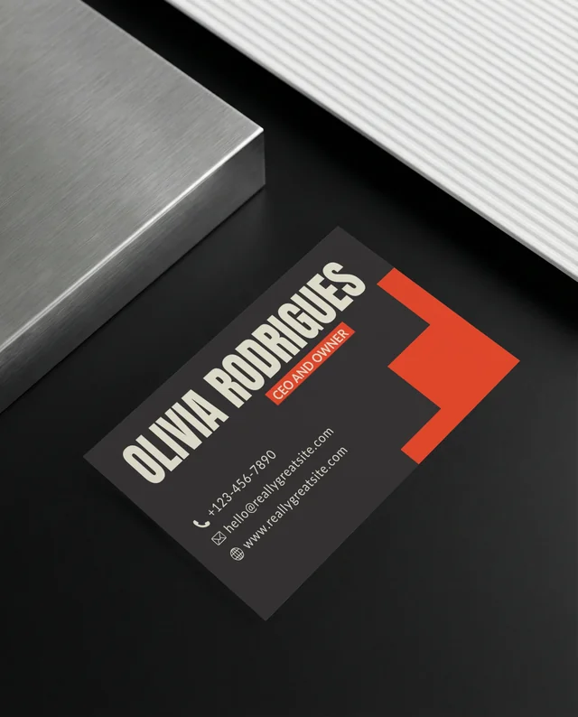 Elegant Business Card Mockup on Dark Minimalist Surface