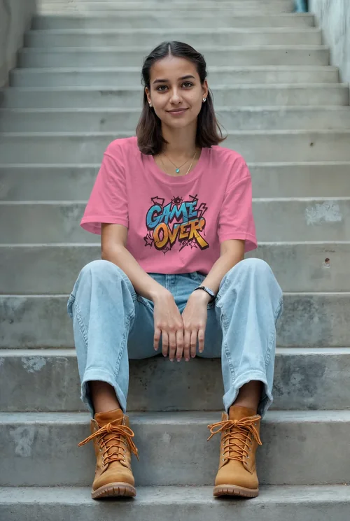 Mockup of T-Shirt in Bright Background with Soft Colors