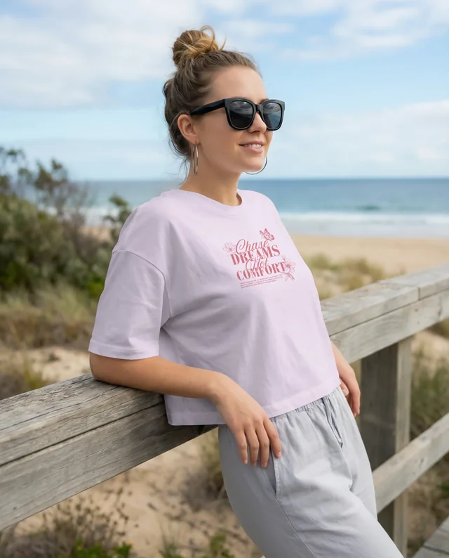 Casual Beach Mockup Featuring a Stylish Crop Top Look