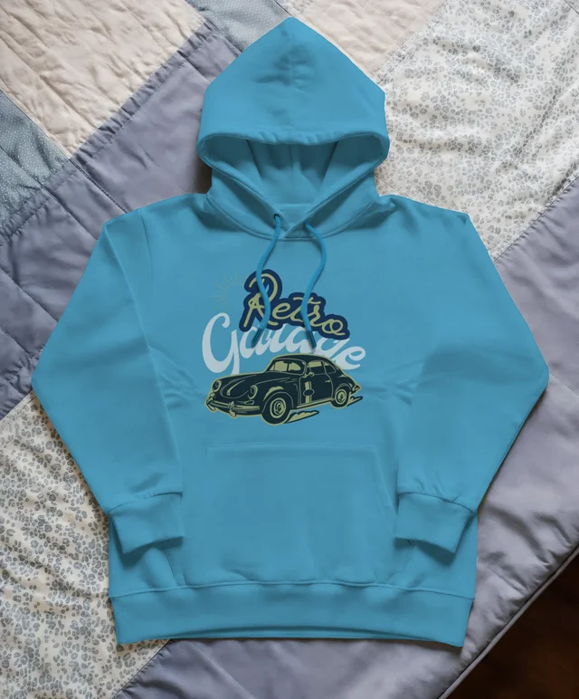 Cozy Hoodie Mockup on Textured Quilt for Comfort