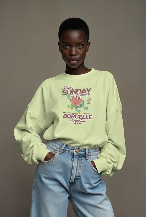 Stylish Mockup of a Confident Woman in Sweatshirt