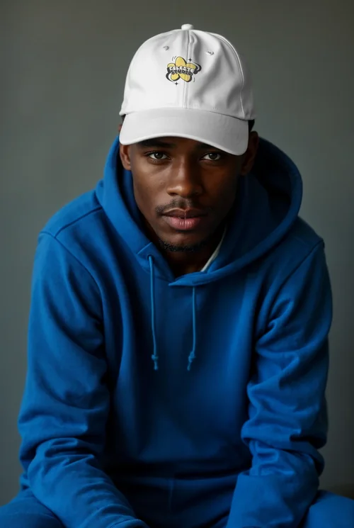 Mockup of a Stylish Hat and Cap on a Thoughtful Man