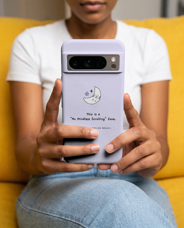 Cozy Mockup of Phone Cover on Vibrant Yellow Couch