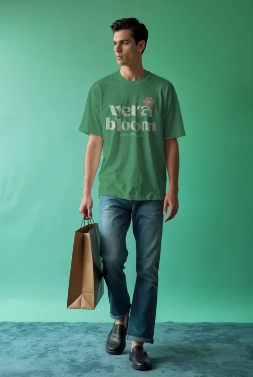 Stylish Mockup of T-Shirt Worn by Male Supermodel