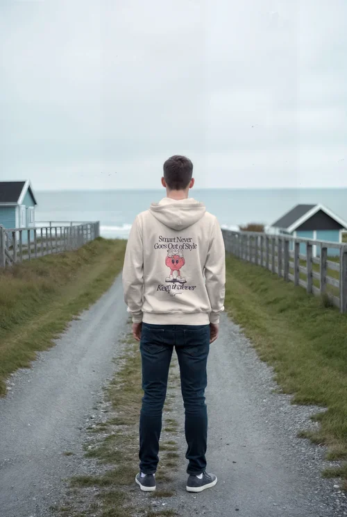 Serene Beach Mockup with Colorful Hoodie Background